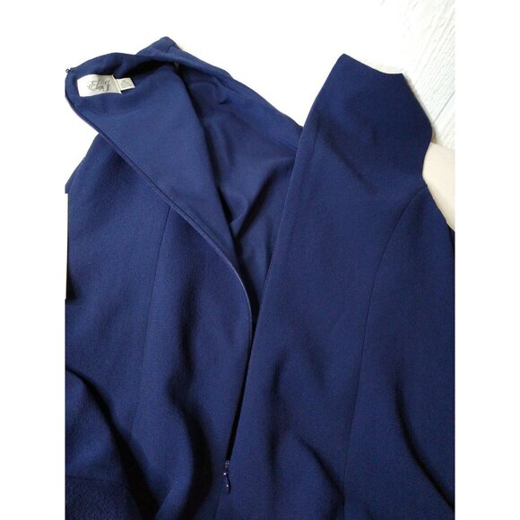 Eliza J Women's Sz 10 P A Line Sheath Dress with Pleated Attachments NAVY 158$ - Picture 9 of 9